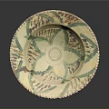 Decorative Handcrafted Bowl Shaped Sculpture Carving With Green Brown Leaf Patterns 3d model