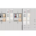 Modern White Bookcase With Glass Doors Drawers And Storage For Folders Books