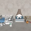 White and Gold Baby Cribs with Canopy Fairy Lights Bedding Cushions Toys and Gifts