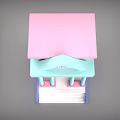 Cartoon Style Bank Building With Pink Light Blue And Purple Colors Columns And Steps