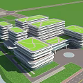 Modern Industrial Plant Complex with Multi Storey Buildings Green Roofs and Glass Facades