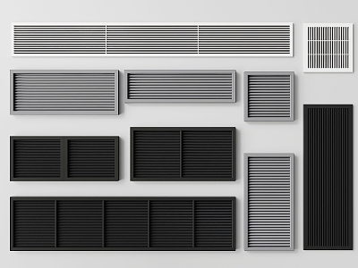 Modern air outlet air conditioner outlet shutter roller shutter solid wood window grille window 3d model