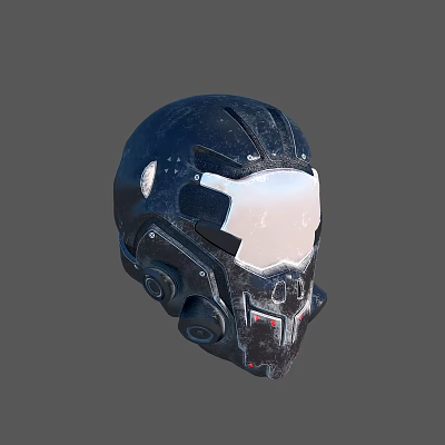 Futuristic Tactical Helmet Design With Metallic Surface Visor And Side Details 3d model
