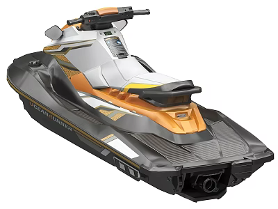 White And Orange Jet Ski With Modern Design Seat And Handlebars 3d model