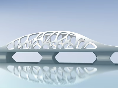 Modern Hollowed Design Bridge With Water Reflection And Sleek Structure 3d model