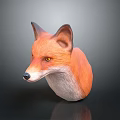 Game Movie Character 3D Fox Head Model With Realistic Orange White Fur And Yellow Eyes