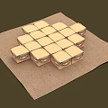 Small Square Boxes With Silver Edges Neatly Arranged On Brown Paper 3d model