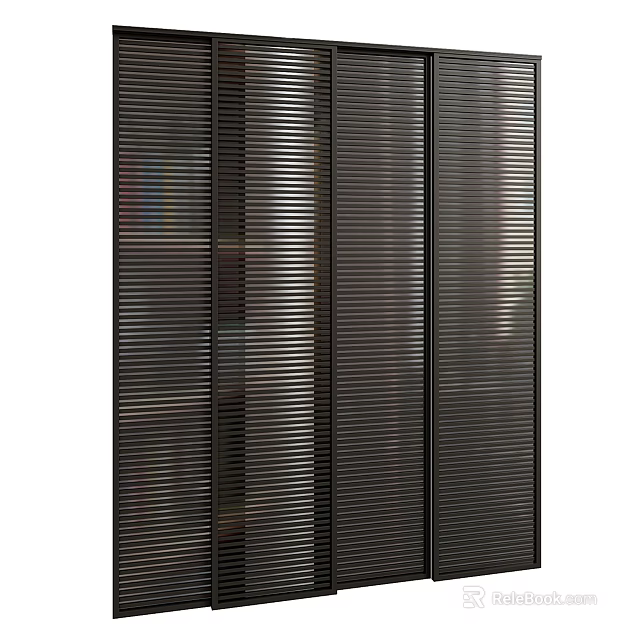 Modern Metal Sliding Doors With Vertical Slats For Interior Space Design 3d model