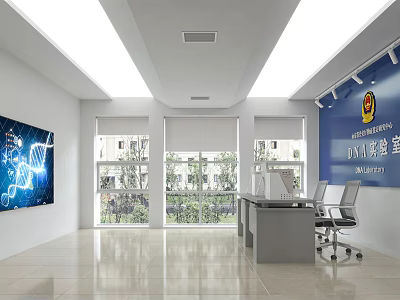 Modern Lobby Reception Area Interior Design With Reception Desk Office Chair Windows And Wall 3d model