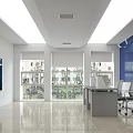 Modern Lobby Reception Area Interior Design With Reception Desk Office Chair Windows And Wall
