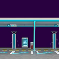 Covered Parking Lot With Multiple EV Charging Stations And Blue Lighting Logo 3d model