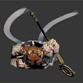 Magical Female Character With Twin Bun Hairstyle Holding Creature Themed Staff And Decorative Leather Boots