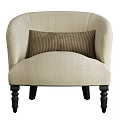 Modern Accent Chair with Black and Beige Upholstery and Checkered Pillow