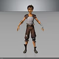3D Young Male Character In White Vest Brown Shorts Knee Pads And Wrist Guards