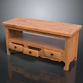 Wooden TV Stand With Brown Finish And Three Drawers For Living Room