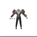 White Haired Sci Fi Character With Mechanical Shoulder Armor And Formal Suit Design 3d model