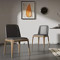 Modern Minimalist Dining Chairs With Leather Backrest And Wooden Legs In Simple Interior