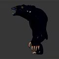 Ferocious Black Bear Like Creature Character With Yellow Eyes And Red Claws Standing