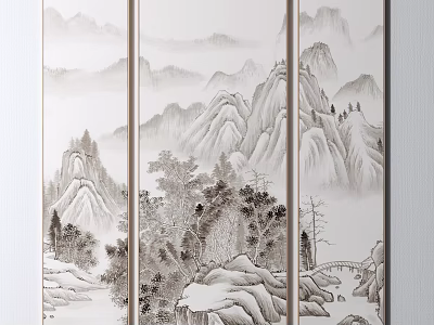 New Chinese Landscape Painting Decorative Painting 3d model