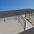Modern Metal Railings Design For Outdoor Staircase With Stone Steps
