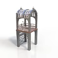 Detailed Architectural Model of Arched Tower with Multi Level Structure and Balustrade
