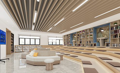 Modern Library Reading Area 3d model