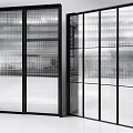 Modern Interior Sliding Doors With Glass Panels And Black Frames For Space Divider 3d model