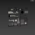 Bathroom Accessories Set With Towels Toiletries Bottles Shelves Mirror Hooks And Towel Bars
