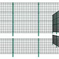 Green Metal Fence With Grid Panels And Support Posts For Security 3d model
