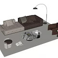 Modern Italian Sofa Coffee Table Combination Italian Light Luxury Sofa Combination Leather Sofa Multi-Person Sofa Italian Coffee Table Stone Coffee Table Leisure Chair Low Stool Floor Lamp 3d model