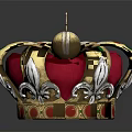 Royal Crown Jewelry Featuring Golden Frame Red Center Green Red Gemstones And Decorative Cross