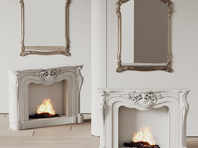 French fireplace flame stove mirror 3d model