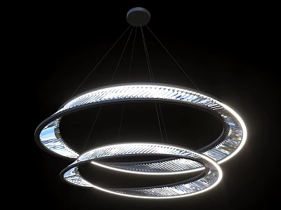 Modern Two Tier Ring Illuminated Chandelier With Sleek LED Design And Shiny Finish 3d model