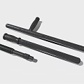 Black Long Handle Tools With Textured Grips And Various Sizes 3d model