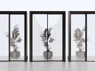 Modern sliding door glass sliding door 3d model