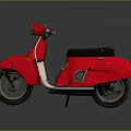 Stylish Red Classic Scooter With Black Seat And Reflection On Gray Background