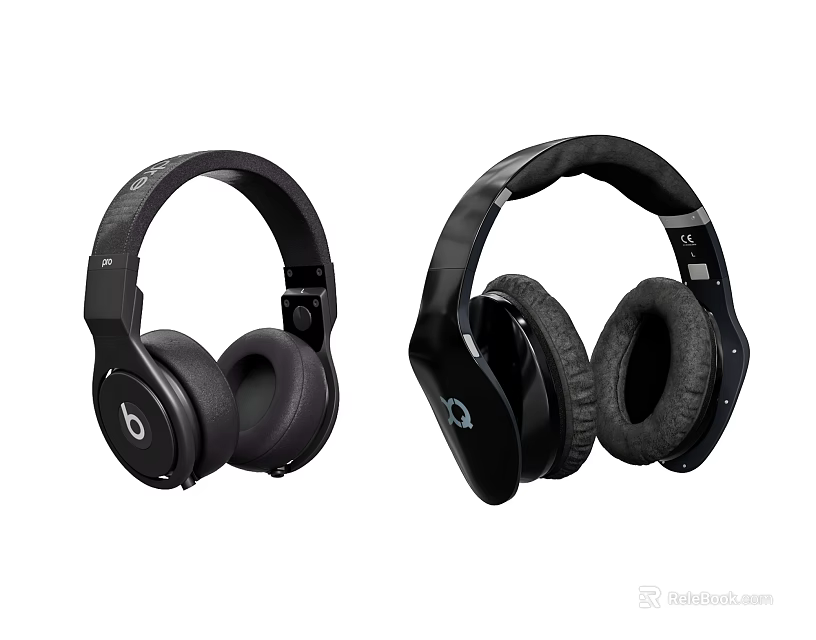 Black Over Ear Headphones With Sleek Design Comfortable Ear Cups And Durable Build 3d model
