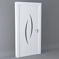 White Hinged Door with Curved Cutout Patterns and Silver Handle in Modern Style