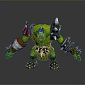 Green Skinned Orc Game Movie Character With Metal Armor And Spiked Decorations