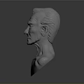 Silver Male Bust Sculpture With Detailed Facial Features And Smooth Surface Art