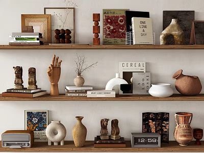 Quiet Ancient Ornaments Combination Ornaments Pottery Irrigation Books Utensils Vase 3d model