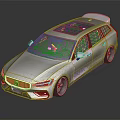 Black Volvo Estate Wagon With Roof Rack Large Wheels Tinted Windows And Reflection