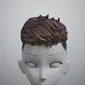 White Head Model Featuring Brown Textured Hair And Detailed Facial Organs