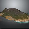Natural Island Landscape With Green Mountain Vegetation And Blue Coastal Waters