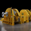 Yellow Heavy Duty Industrial Winches Featuring Large Drums And Auxiliary Control Units
