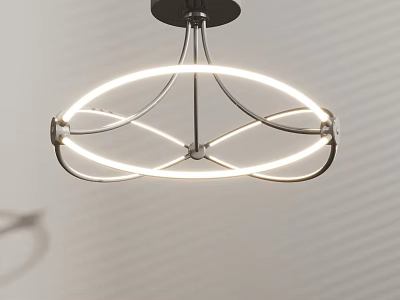 Modern Circular Chandelier With Metal Frame And LED Light Strips Design 3d model