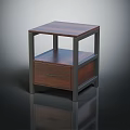 Modern Bedside Table With Wooden Top Metal Frame Drawer And Open Shelf
