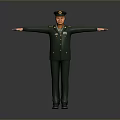 Military Uniform Figure Standing With Arms Outstretched Front View On Gray Background