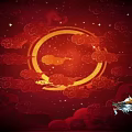 Mythical Flying Dragon With White Mane And Black Scales On Red Cloudy Background