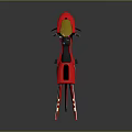 Futuristic Red Motorcycle With Sleek Design Yellow Lights Black Seat And Dual Exhaust Pipes
